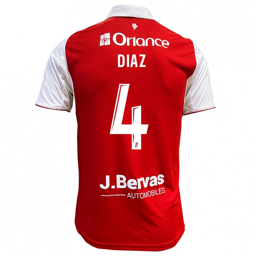 Danxen Criança Camisola Junior Diaz #4 Vermelho Branco Principal 2025/26 Camisa Brasil