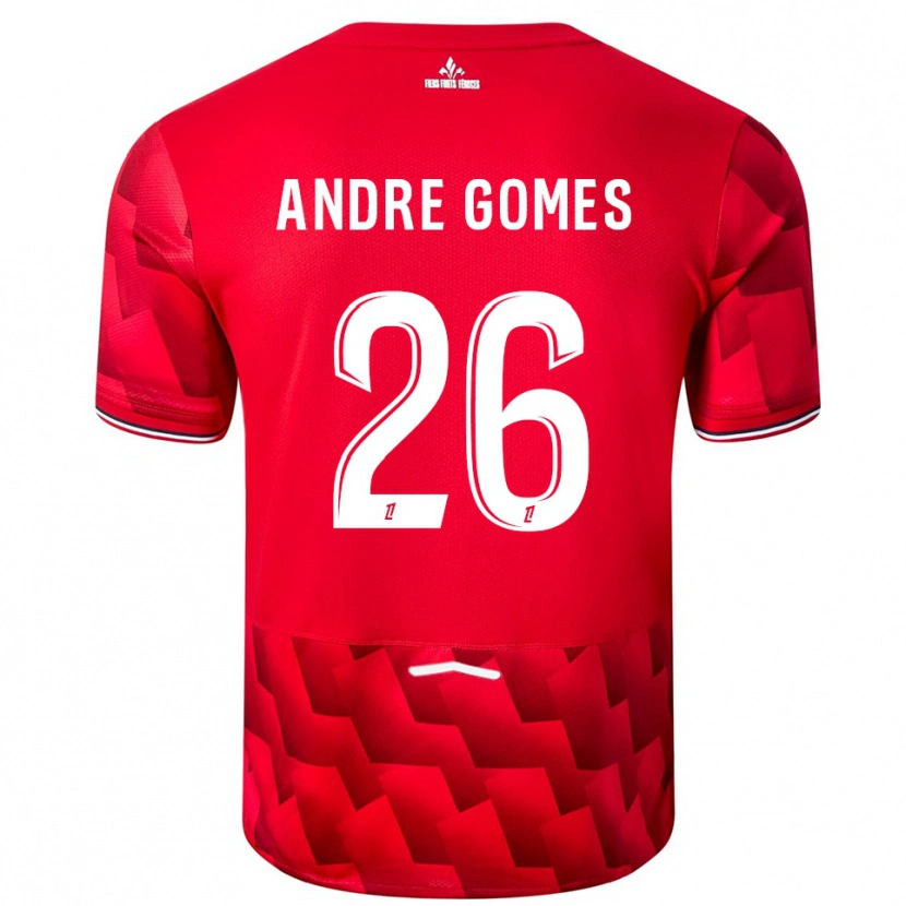 Danxen Criança Camisola André Gomes #26 Vermelho Branco Principal 2025/26 Camisa Brasil