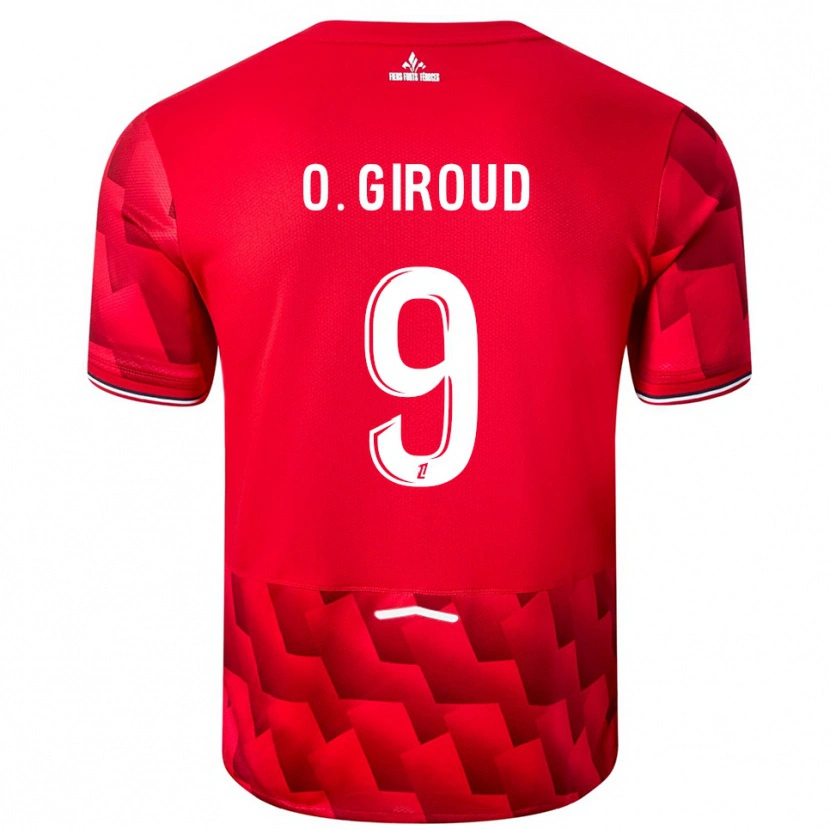 Danxen Criança Camisola Olivier Giroud #9 Vermelho Branco Principal 2025/26 Camisa Brasil