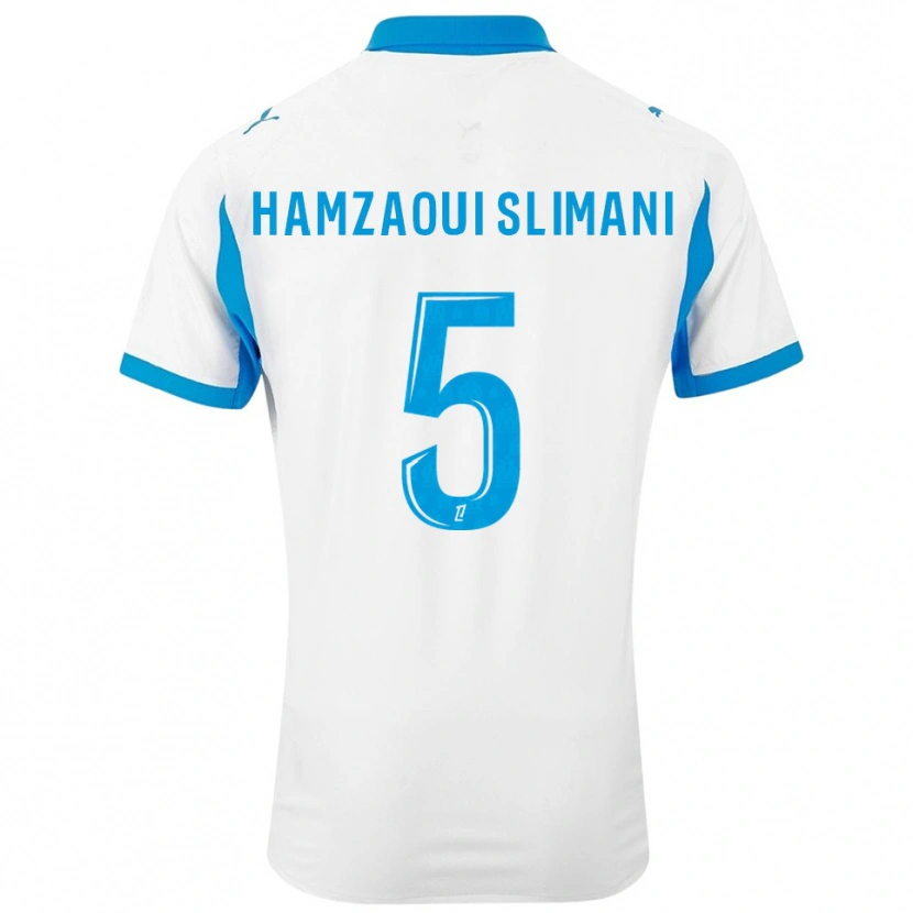 Danxen Criança Camisola Hilan Hamzaoui Slimani #5 Branco Azul Celeste Principal 2025/26 Camisa Brasil