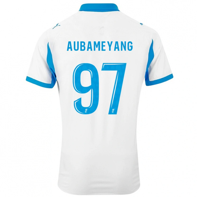 Danxen Criança Camisola Pierre-Emerick Aubameyang #97 Branco Azul Celeste Principal 2025/26 Camisa Brasil