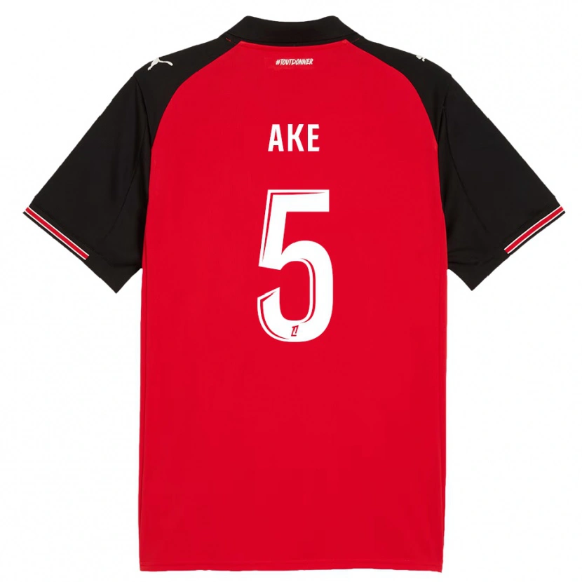 Danxen Criança Camisola Junior Ake #5 Vermelho Preto Principal 2025/26 Camisa Brasil