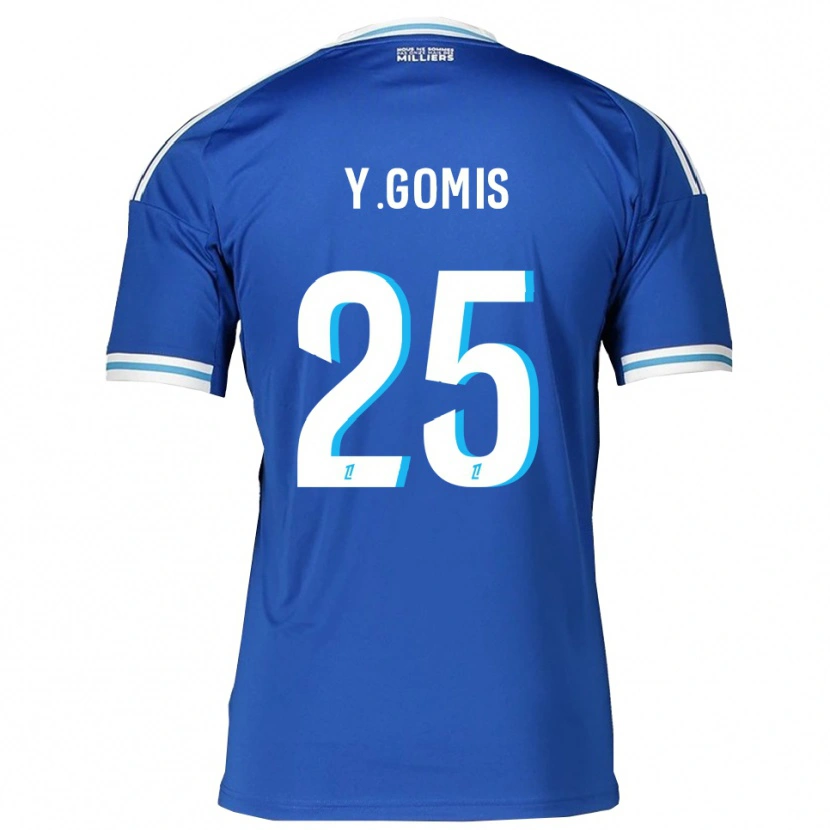 Danxen Criança Camisola Yoni Gomis #25 Azul Branco Principal 2025/26 Camisa Brasil