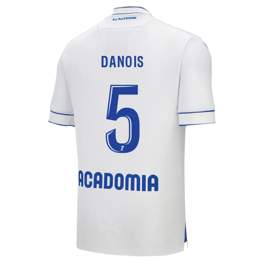 Danxen Criança Camisola Kévin Danois #5 Branco Azul Principal 2025/26 Camisa Brasil
