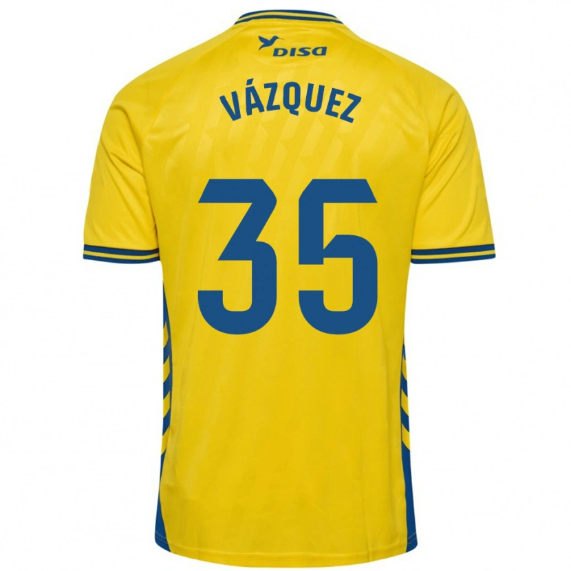 Danxen Criança Camisola Adrián Vázquez #35 Amarelo Azul Principal 2025/26 Camisa Brasil