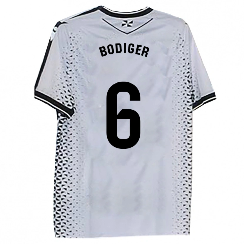 Danxen Criança Camisola Yann Bodiger #6 Branco Preto Principal 2025/26 Camisa Brasil