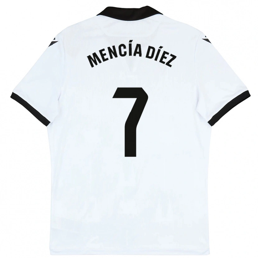 Danxen Criança Camisola Mencía Díez #7 Branco Preto Principal 2025/26 Camisa Brasil