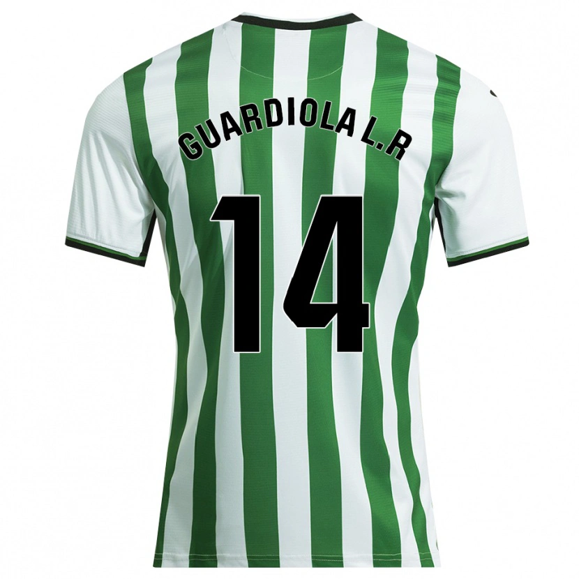 Danxen Criança Camisola Sergi Guardiola #14 Branco Verde Principal 2025/26 Camisa Brasil