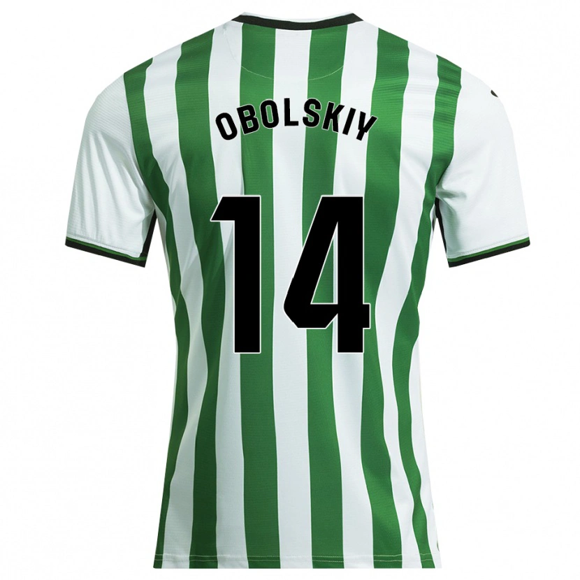Danxen Criança Camisola Nikolay Obolskiy #14 Branco Verde Principal 2025/26 Camisa Brasil