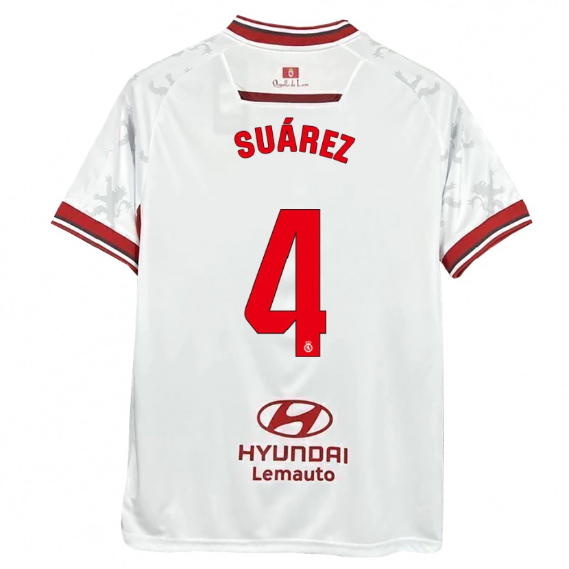 Danxen Criança Camisola Rodri Suárez #4 Branco Vermelho Principal 2025/26 Camisa Brasil