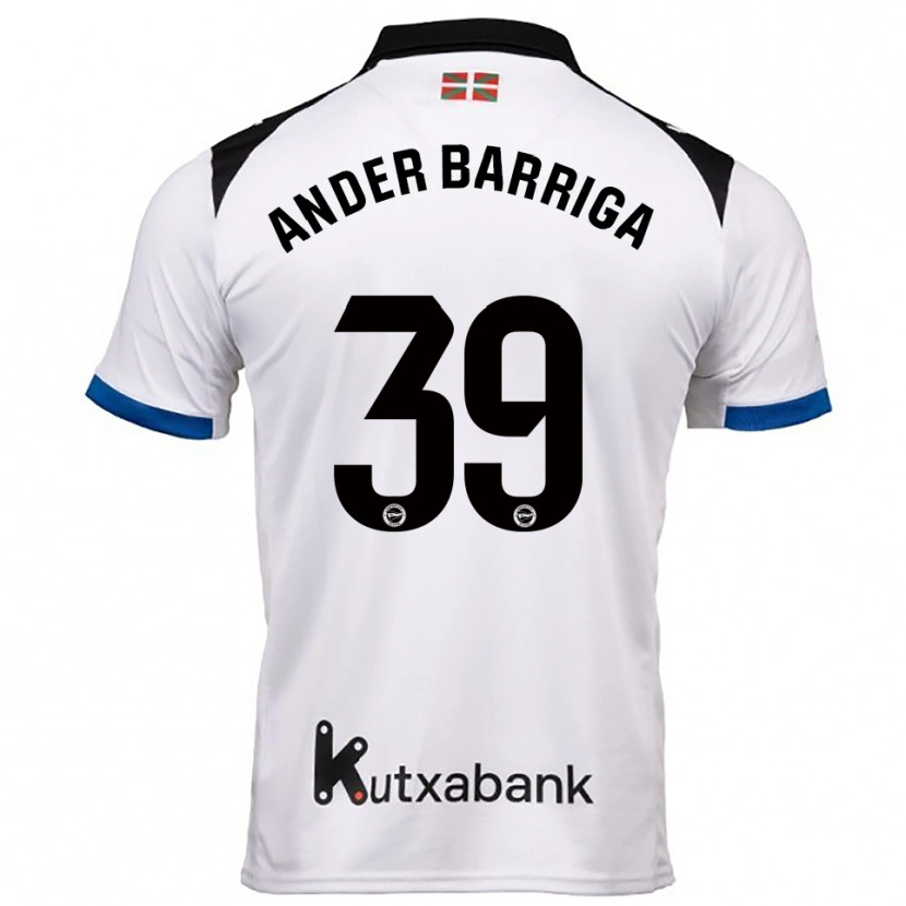 Danxen Criança Camisola Jon Ander Barriga #39 Branco Azul Alternativa 2025/26 Camisa Brasil