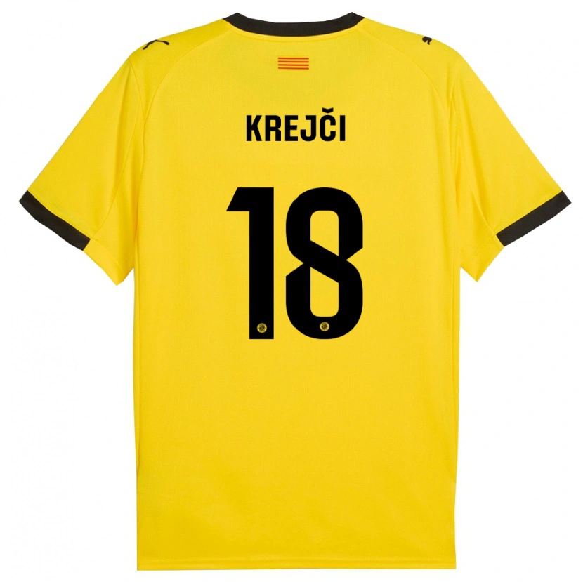 Danxen Criança Camisola Ladislav Krejci #18 Amarelo Preto Alternativa 2025/26 Camisa Brasil