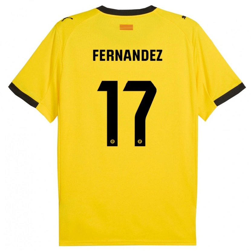 Danxen Criança Camisola Daniel Fernández #17 Amarelo Preto Alternativa 2025/26 Camisa Brasil