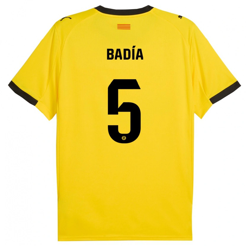 Danxen Criança Camisola Guillem Badia #5 Amarelo Preto Alternativa 2025/26 Camisa Brasil