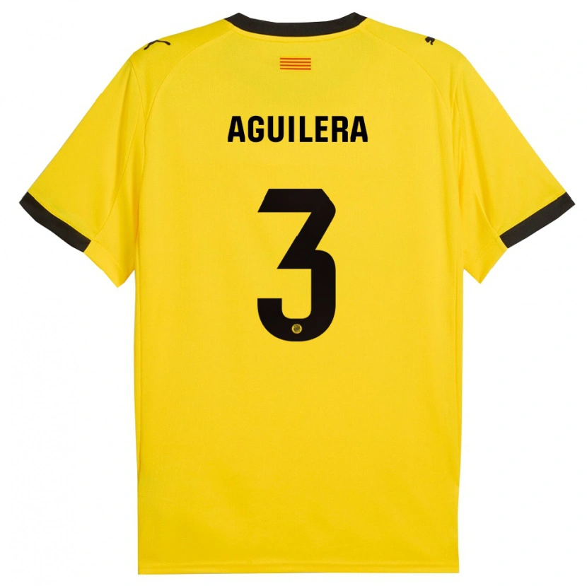 Danxen Criança Camisola Oriol Aguilera #3 Amarelo Preto Alternativa 2025/26 Camisa Brasil