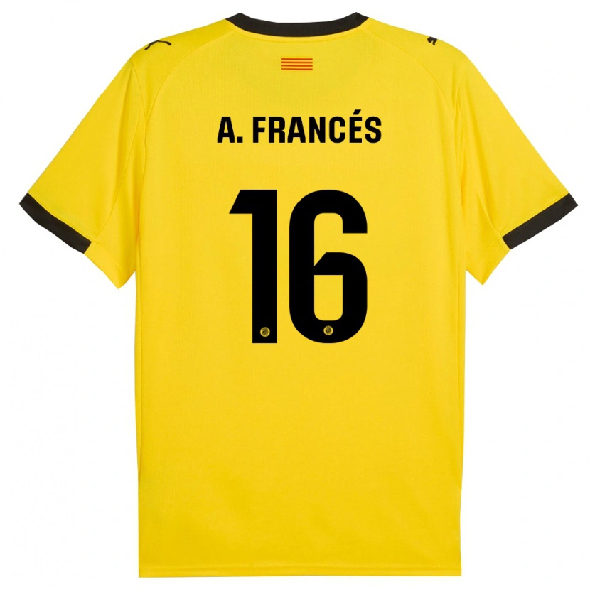 Danxen Criança Camisola Alejandro Francés #16 Amarelo Preto Alternativa 2025/26 Camisa Brasil