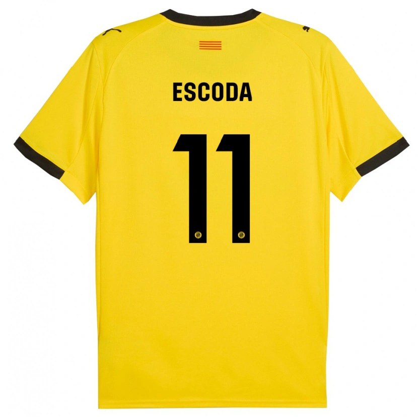 Danxen Criança Camisola David Escoda #11 Amarelo Preto Alternativa 2025/26 Camisa Brasil