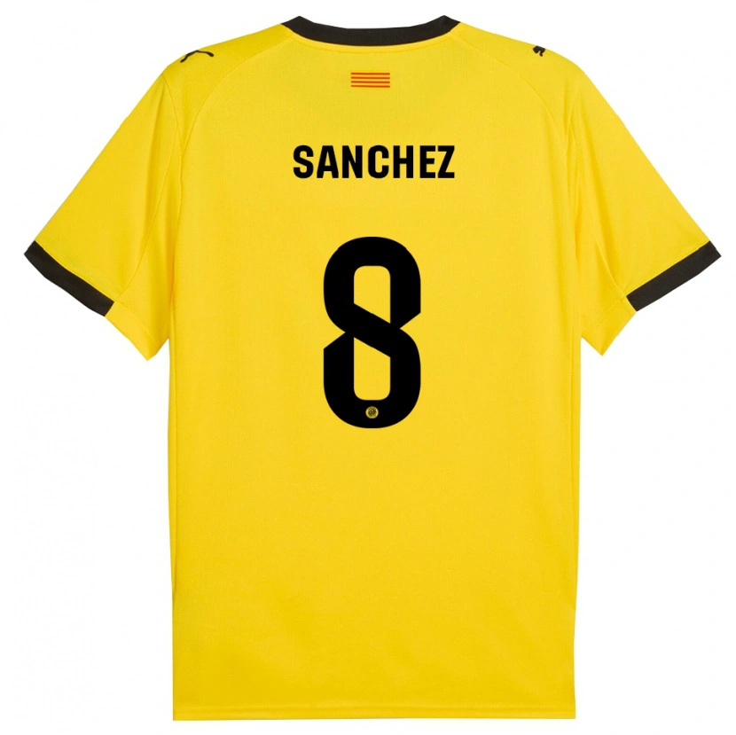 Danxen Criança Camisola Miguel Ángel Sánchez #8 Amarelo Preto Alternativa 2025/26 Camisa Brasil