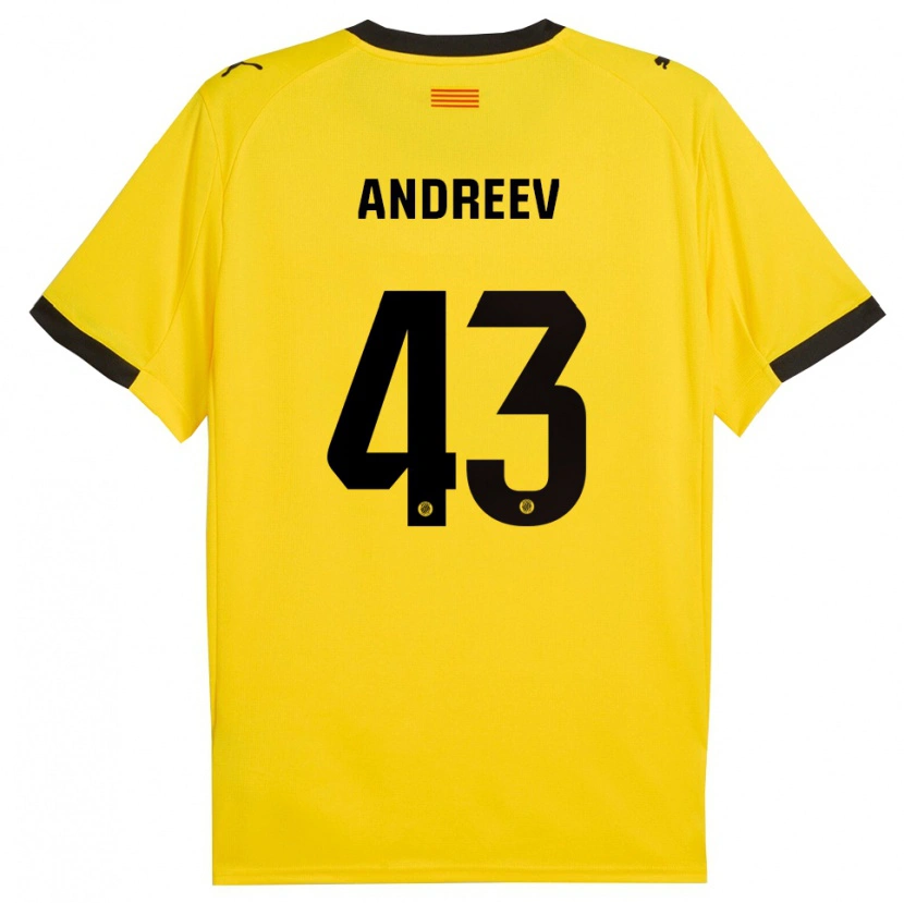 Danxen Criança Camisola Aleksandar Andreev #43 Amarelo Preto Alternativa 2025/26 Camisa Brasil