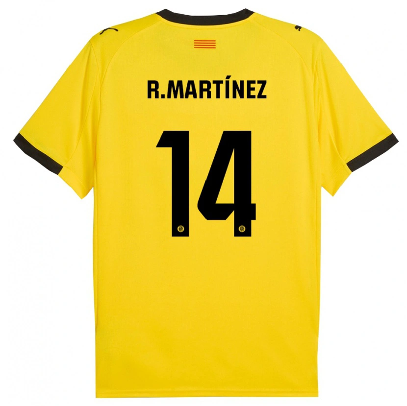 Danxen Criança Camisola Raúl Martínez #14 Amarelo Preto Alternativa 2025/26 Camisa Brasil
