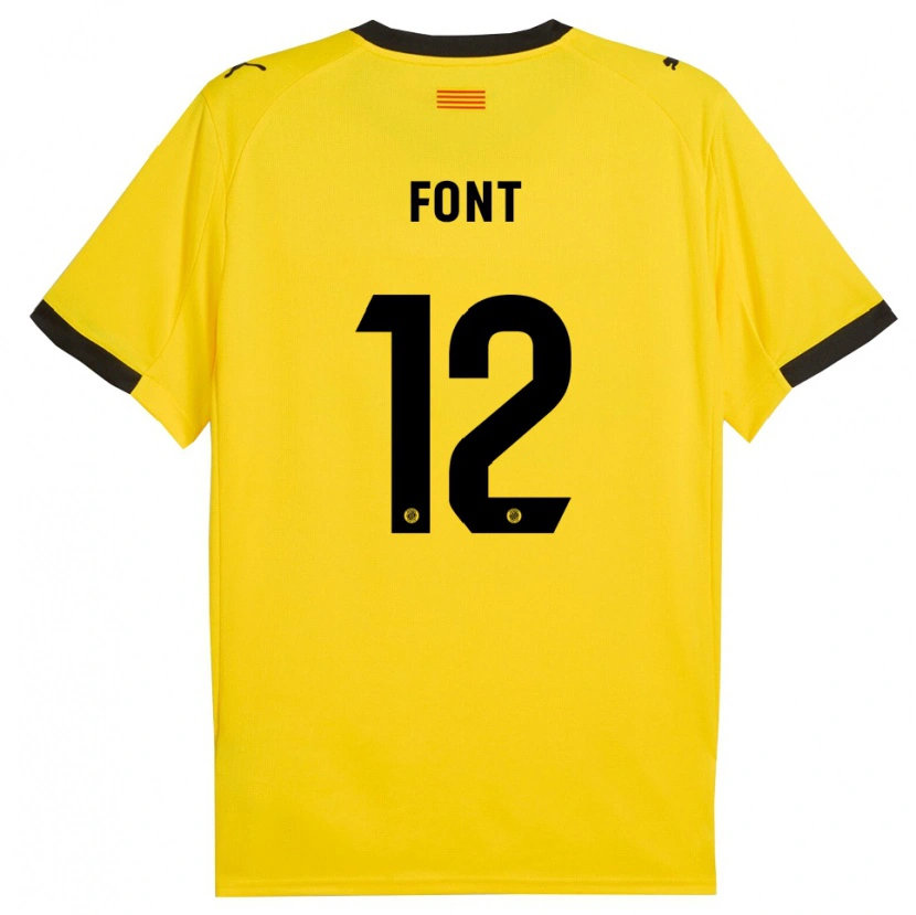 Danxen Criança Camisola Jordi Font #12 Amarelo Preto Alternativa 2025/26 Camisa Brasil