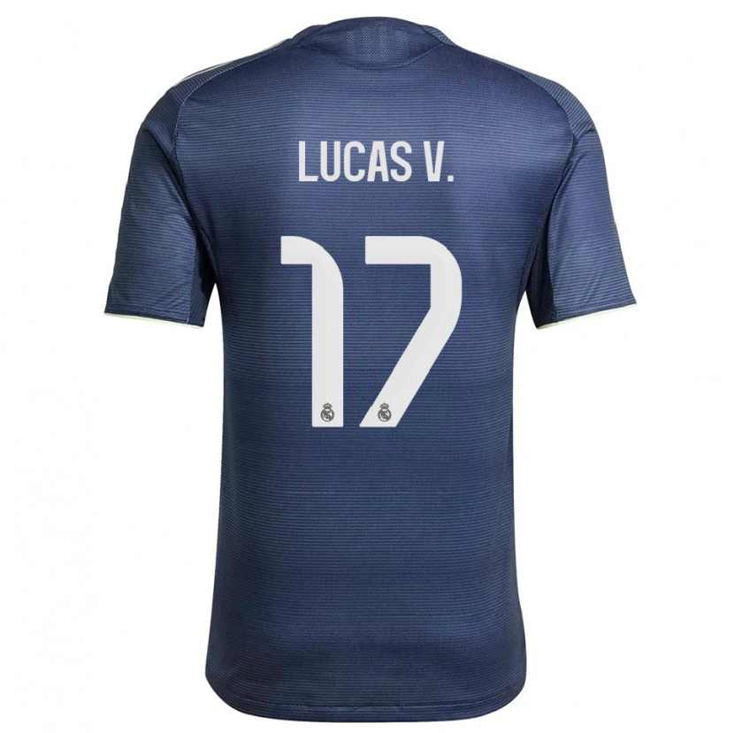 Danxen Criança Camisola Lucas Vazquez #17 Azul Marinho Prata Alternativa 2025/26 Camisa Brasil