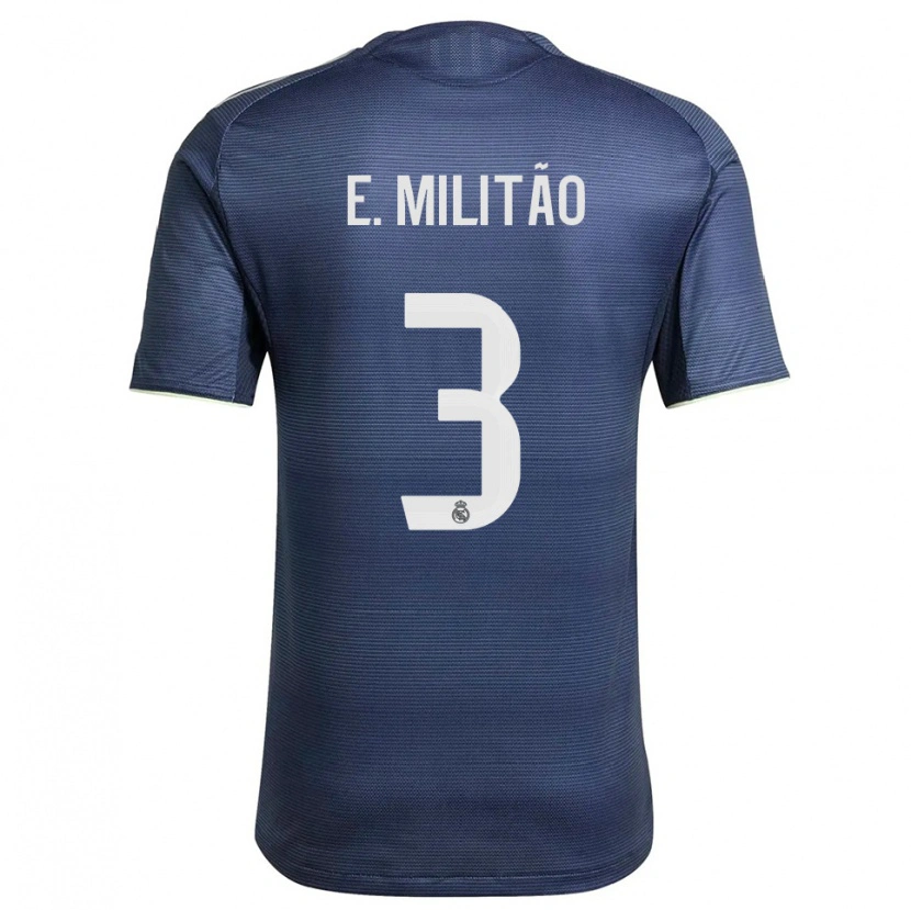 Danxen Criança Camisola Éder Militão #3 Azul Marinho Prata Alternativa 2025/26 Camisa Brasil