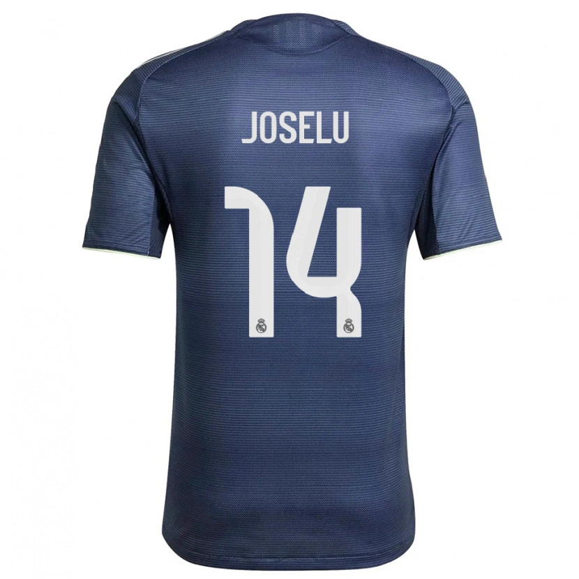 Danxen Criança Camisola Joselu #14 Azul Marinho Prata Alternativa 2025/26 Camisa Brasil