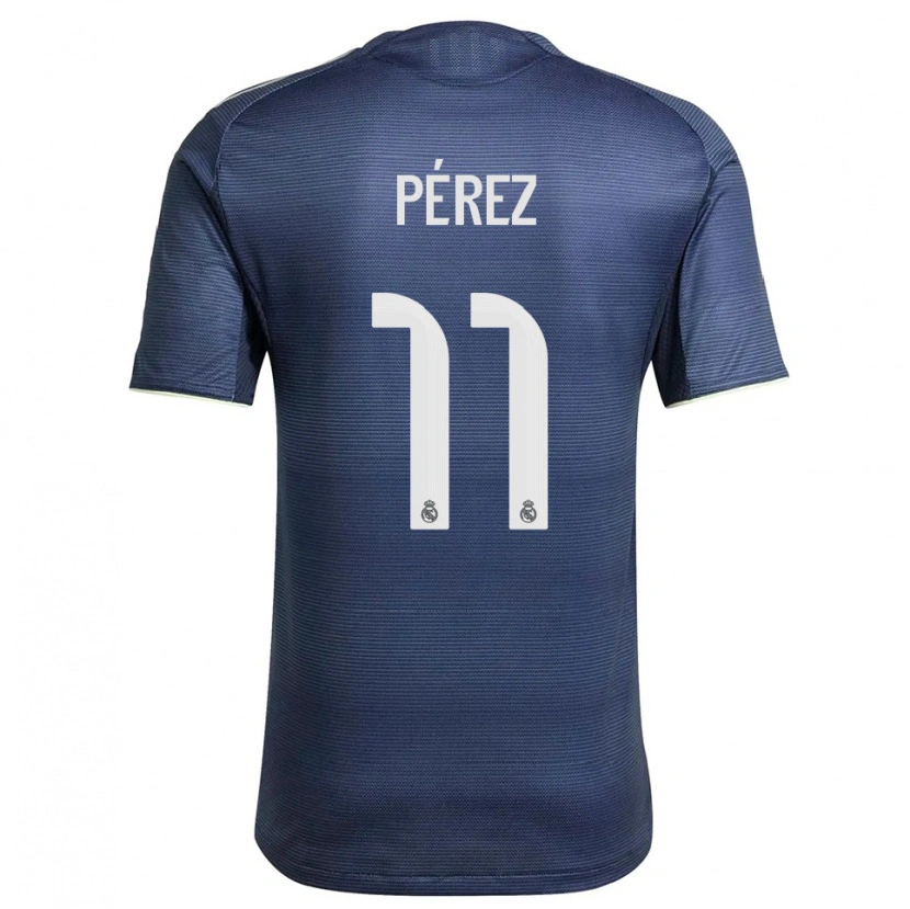 Danxen Criança Camisola Adrián Pérez #11 Azul Marinho Prata Alternativa 2025/26 Camisa Brasil