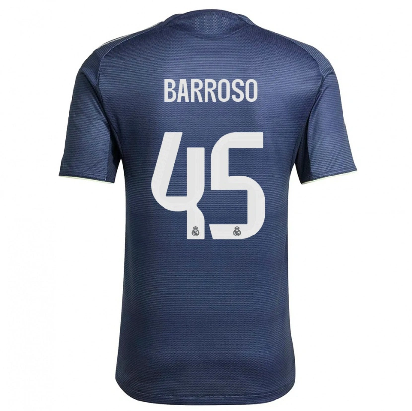 Danxen Criança Camisola Jaime Barroso #45 Azul Marinho Prata Alternativa 2025/26 Camisa Brasil