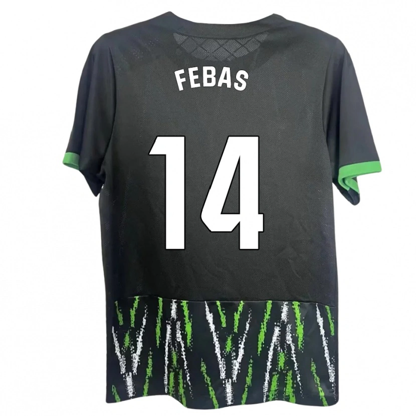 Danxen Criança Camisola Aleix Febas #14 Preto Verde Alternativa 2025/26 Camisa Brasil