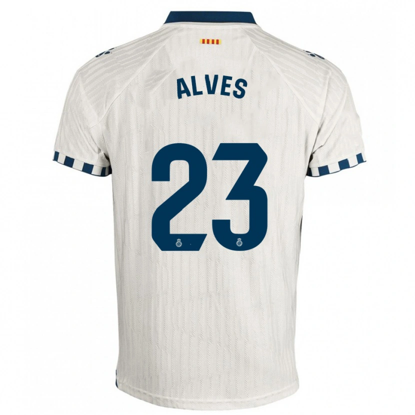 Danxen Criança Camisola Lucas Alves #23 Branco Azul Alternativa 2025/26 Camisa Brasil