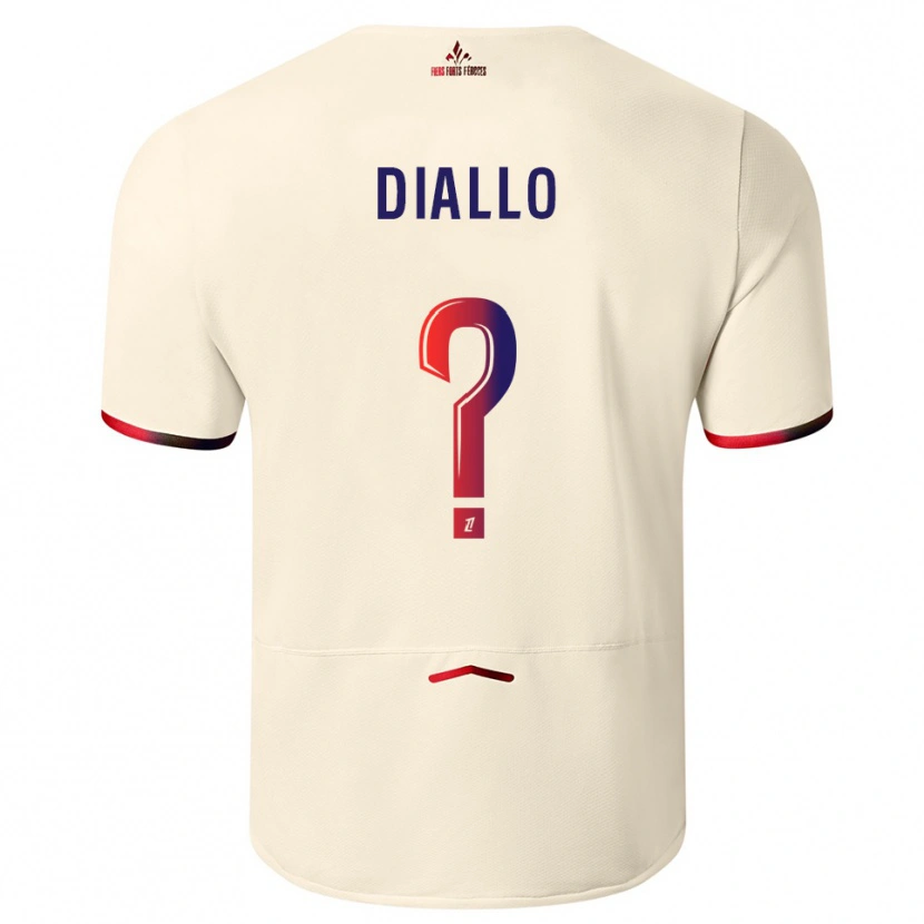 Danxen Criança Camisola Alpha Diallo #0 Branco Sujo Vermelho Alternativa 2025/26 Camisa Brasil