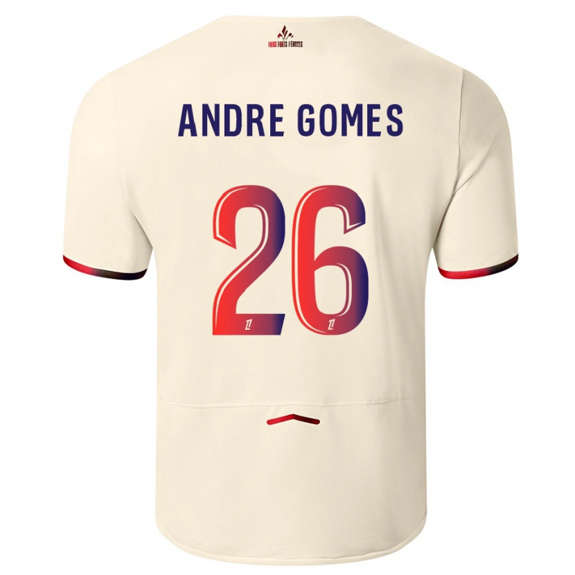 Danxen Criança Camisola André Gomes #26 Branco Sujo Vermelho Alternativa 2025/26 Camisa Brasil