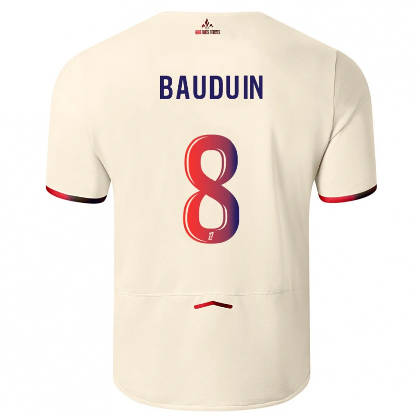 Danxen Criança Camisola Justine Bauduin #8 Branco Sujo Vermelho Alternativa 2025/26 Camisa Brasil