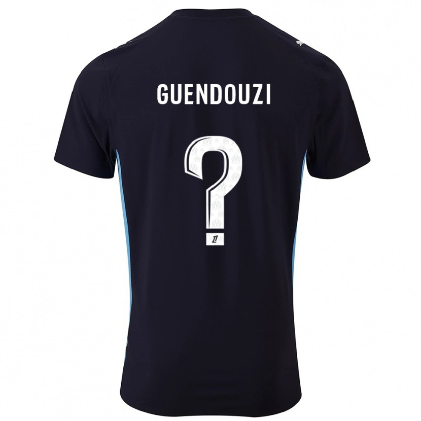 Danxen Criança Camisola Milan Guendouzi #0 Preto Azul Celeste Alternativa 2025/26 Camisa Brasil