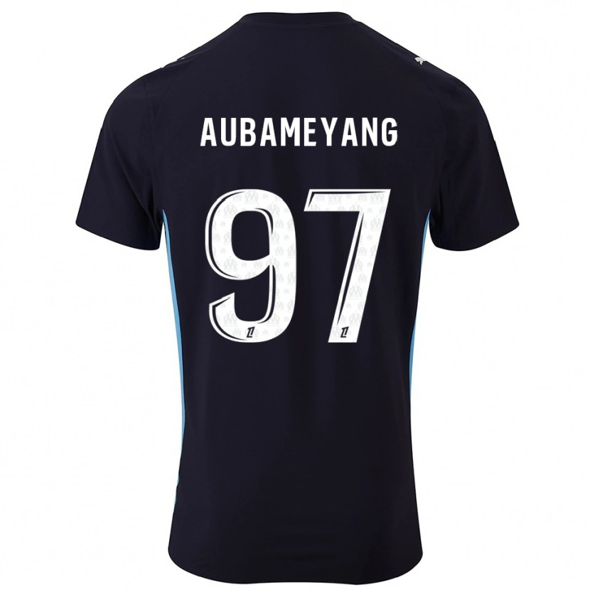 Danxen Criança Camisola Pierre-Emerick Aubameyang #97 Preto Azul Celeste Alternativa 2025/26 Camisa Brasil