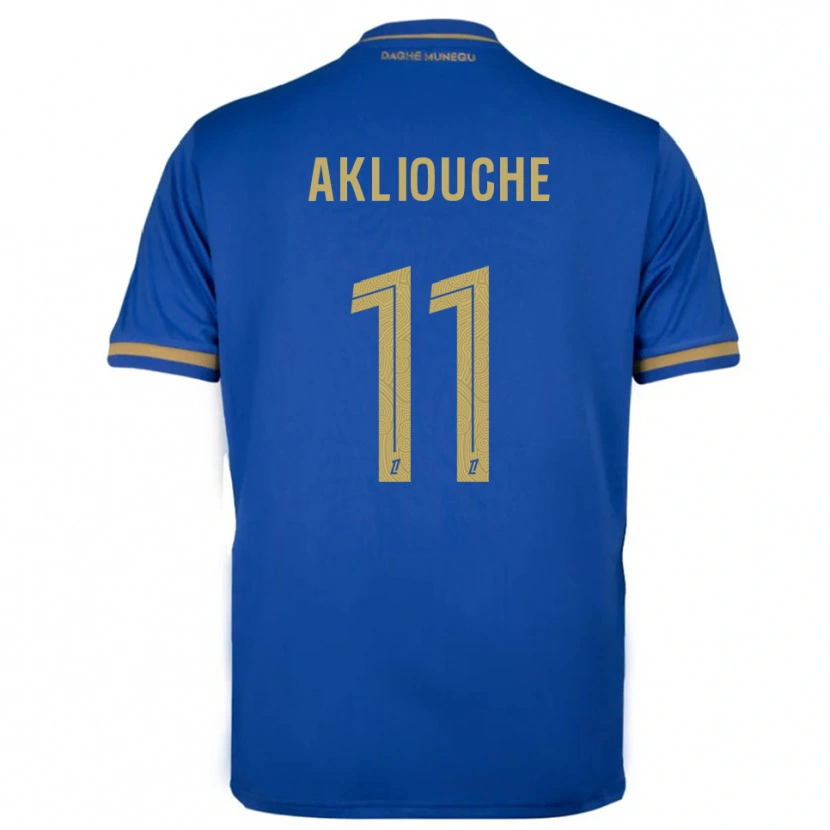 Danxen Criança Camisola Maghnes Akliouche #11 Azul Dourado Alternativa 2025/26 Camisa Brasil
