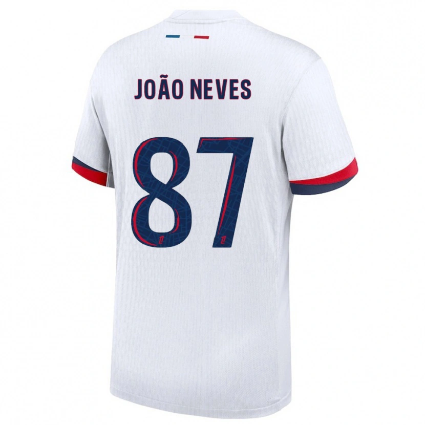 Danxen Criança Camisola João Neves #87 Branco Vermelho Alternativa 2025/26 Camisa Brasil