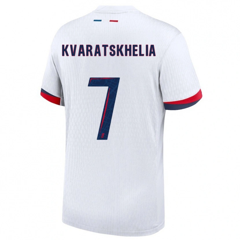 Danxen Criança Camisola Khvicha Kvaratskhelia #7 Branco Vermelho Alternativa 2025/26 Camisa Brasil