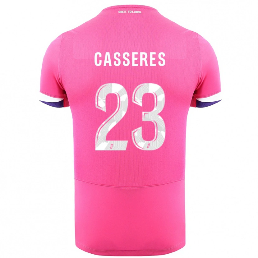 Danxen Criança Camisola Cristian Cásseres Jr. #23 Rosa Branco Alternativa 2025/26 Camisa Brasil