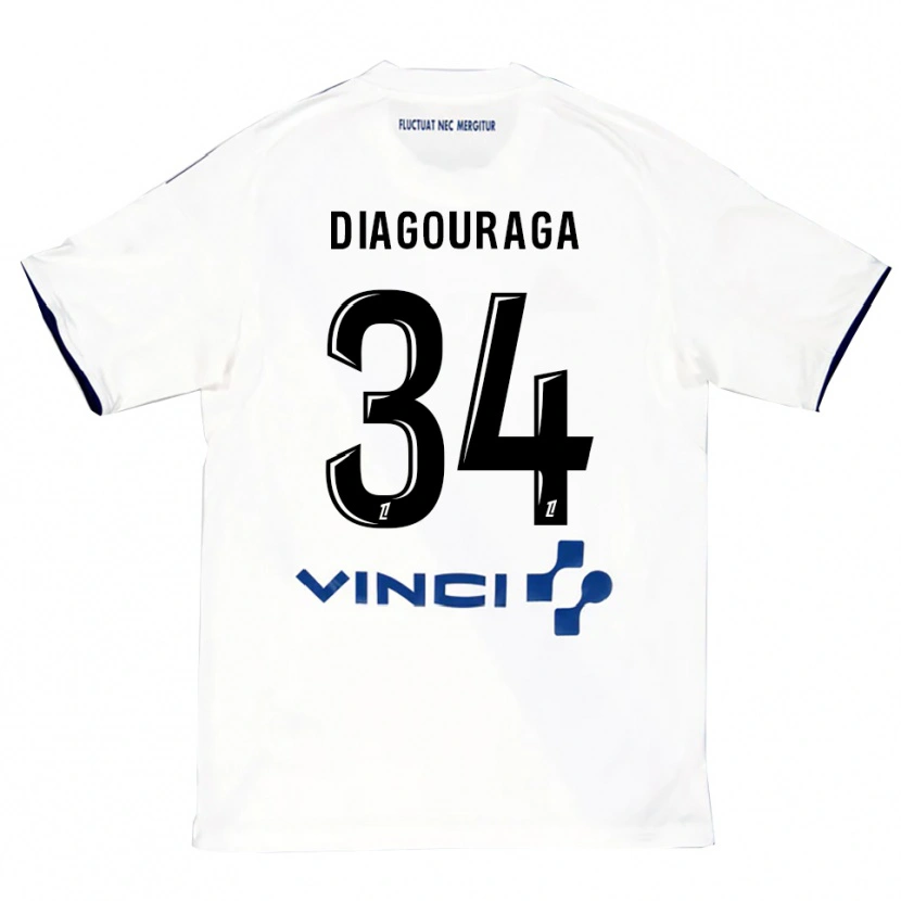 Danxen Criança Camisola Djibril Diagouraga #34 Branco Azul Alternativa 2025/26 Camisa Brasil
