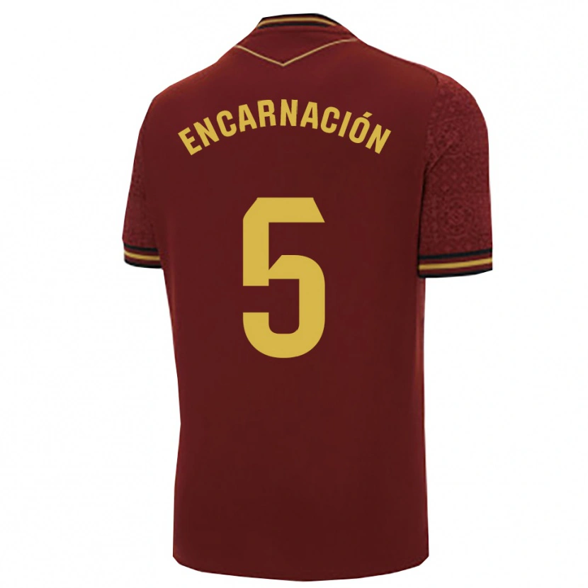 Danxen Criança Camisola Encarnación Picardo Amaya #5 Borgonha Dourado Alternativa 2025/26 Camisa Brasil