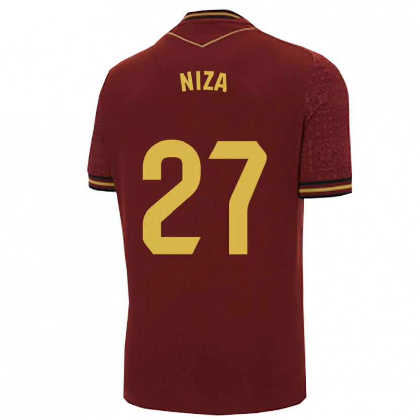 Danxen Criança Camisola Sergio Niza #27 Borgonha Dourado Alternativa 2025/26 Camisa Brasil