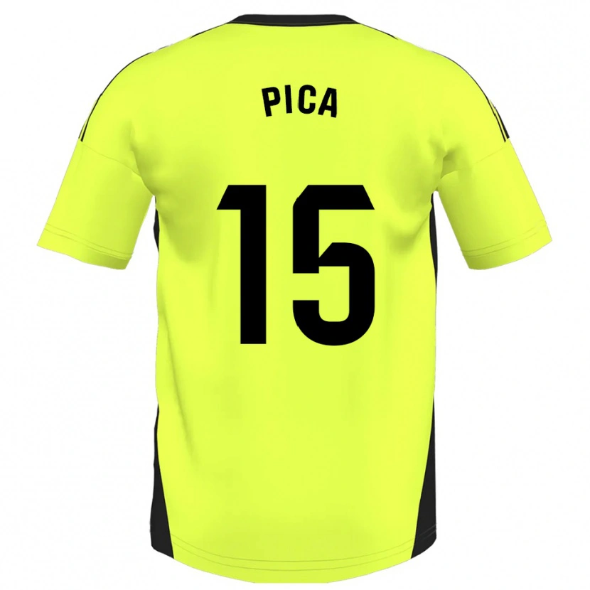 Danxen Criança Camisola Adrián Pica #15 Amarelo Fluorescente Alternativa 2025/26 Camisa Brasil