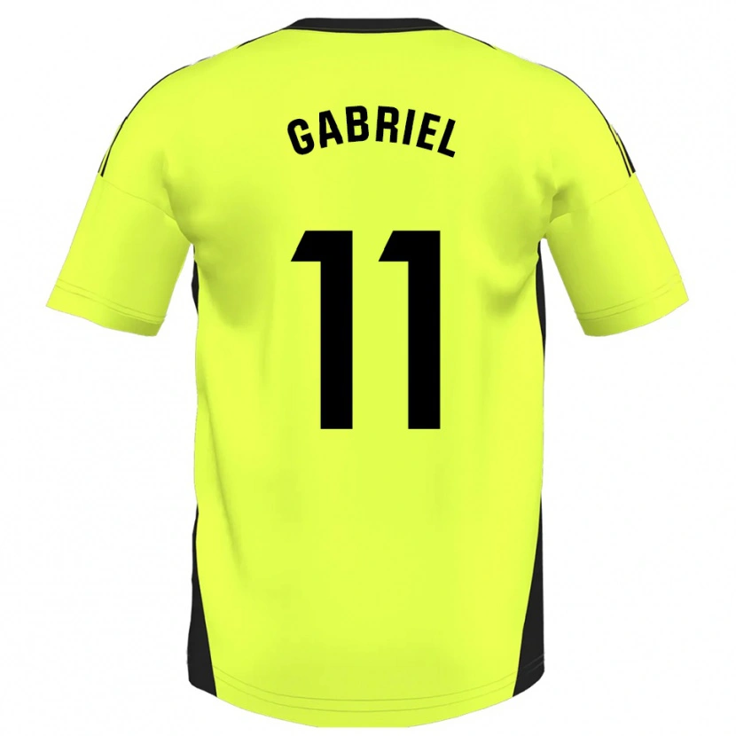 Danxen Criança Camisola Sergio Gabriel #11 Amarelo Fluorescente Alternativa 2025/26 Camisa Brasil
