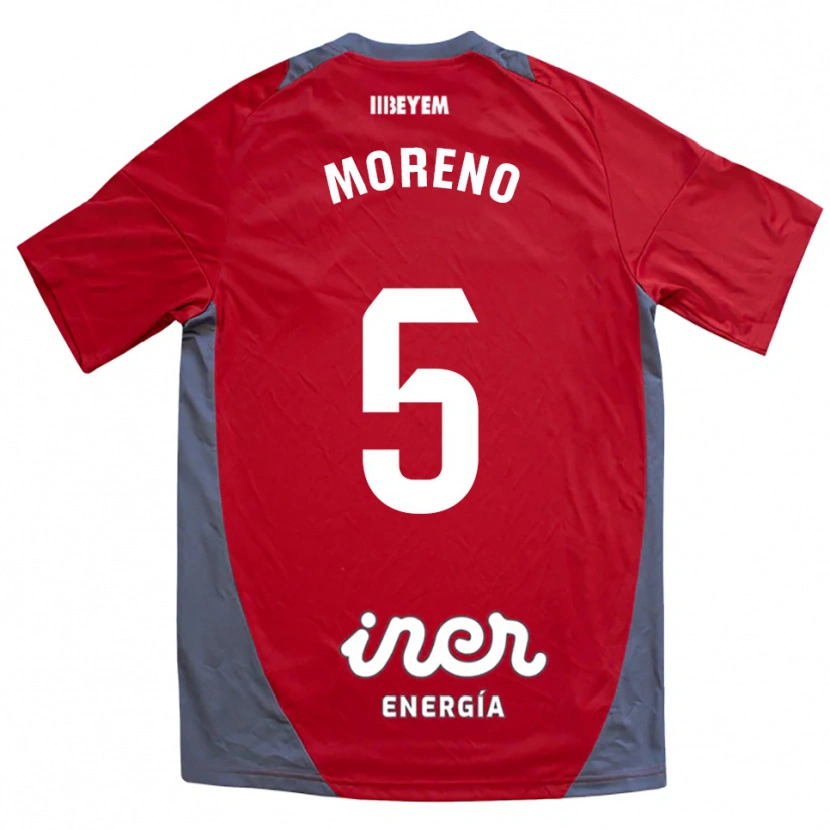 Danxen Criança Camisola Javi Moreno #5 Vermelho Cinza Alternativa 2025/26 Camisa Brasil
