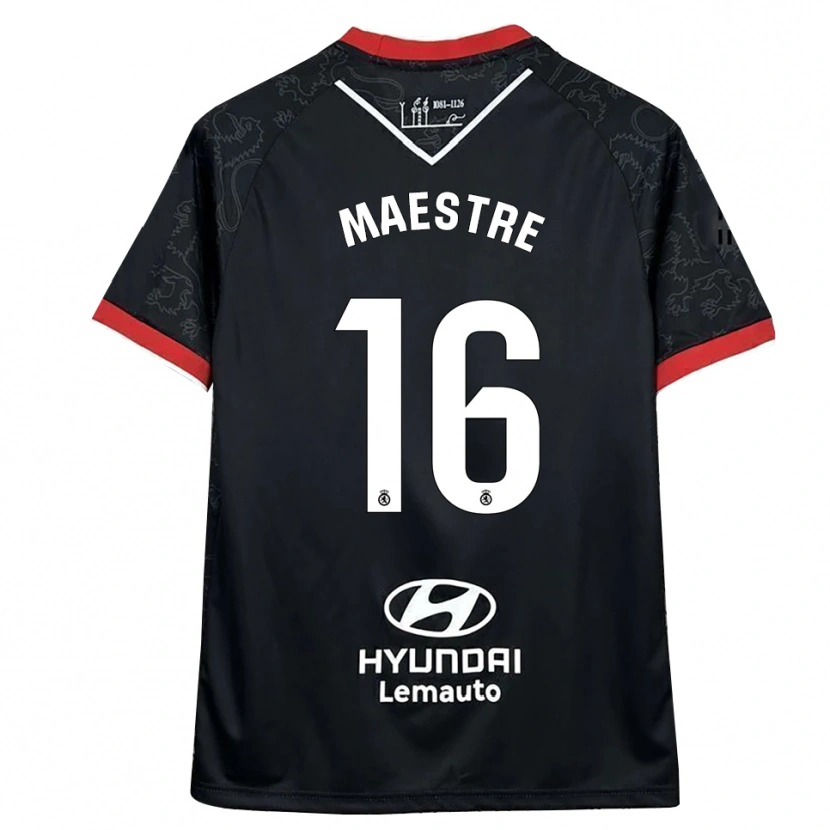 Danxen Criança Camisola Sergi Maestre #16 Preto Vermelho Alternativa 2025/26 Camisa Brasil