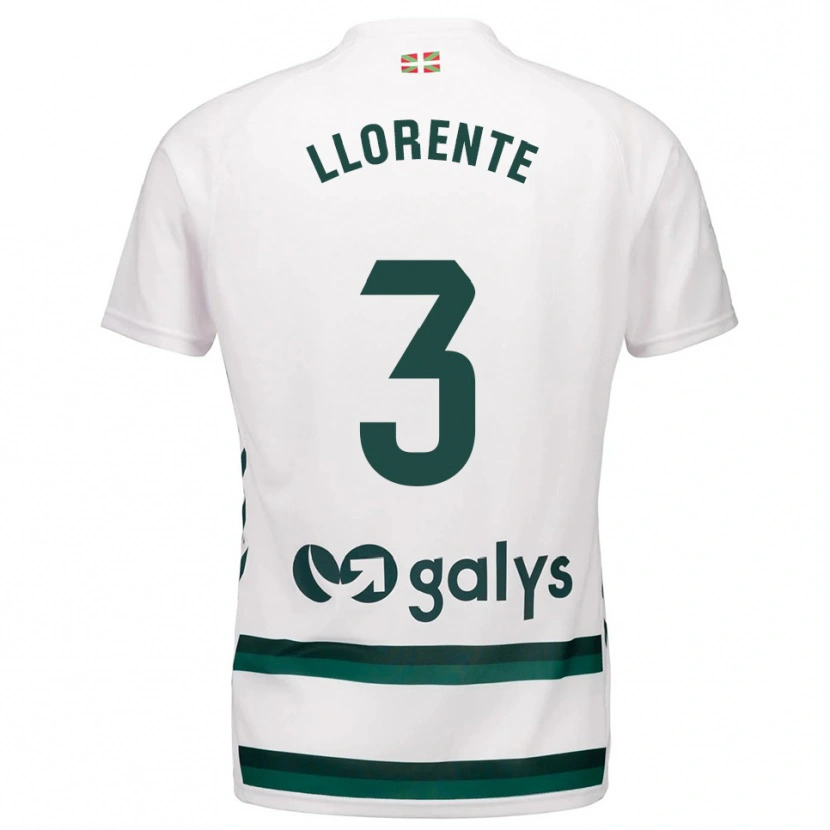 Danxen Criança Camisola Oier Llorente #3 Branco Verde Alternativa 2025/26 Camisa Brasil
