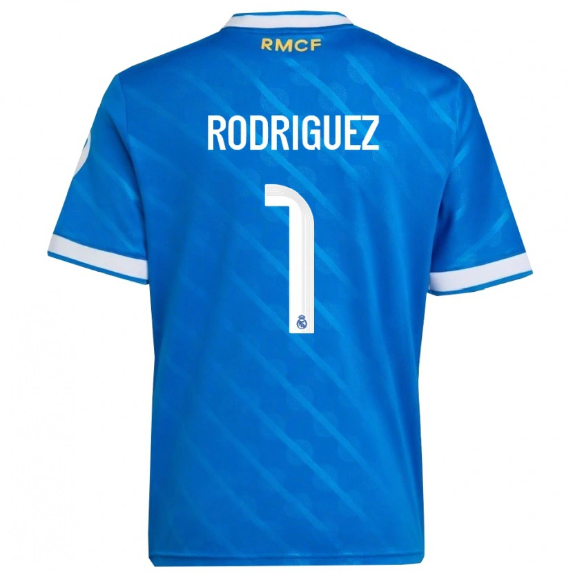 Danxen Criança Camisola Misa Rodriguez #1 Azul Branco Terceiro 2025/26 Camisa Brasil
